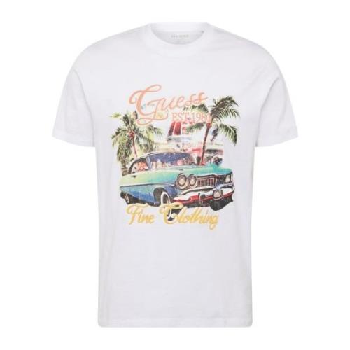 Guess Tryckt Regular T-shirt - Vit White, Herr