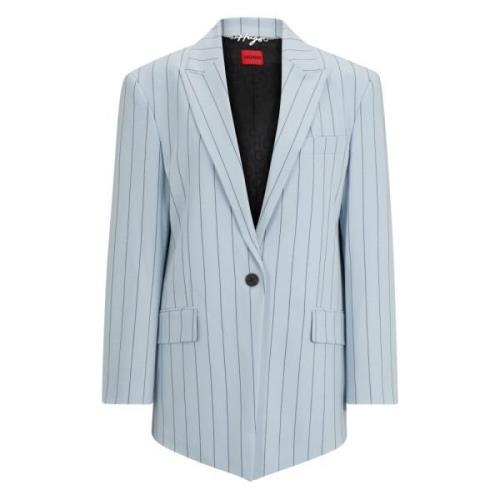 Hugo Boss Elastisk Longline Blazer med Nadelränder Blue, Dam