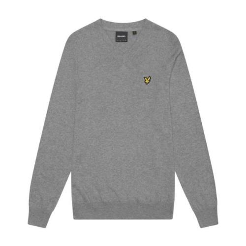 Lyle & Scott Merino V Neck Jumper Gray, Herr