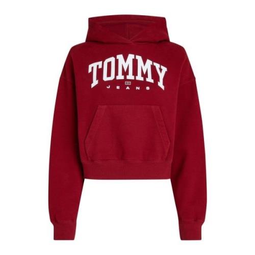 Tommy Jeans Röd Varsity Hoodie Sweatshirt Red, Dam