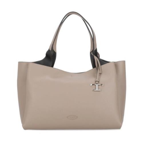 Tod's Beige Läder Axelväska med Logotyp Beige, Dam