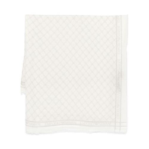 Emporio Armani Geometrisk Metallisk Scarf Vit White, Dam