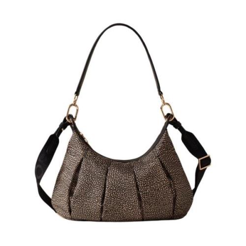 Borbonese Naturlig/svart hobo väska Black, Dam