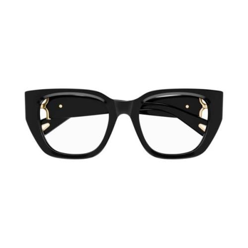 Chloé Cat-eye acetatglasögon med Gold Marcie-logotyp Black, Unisex