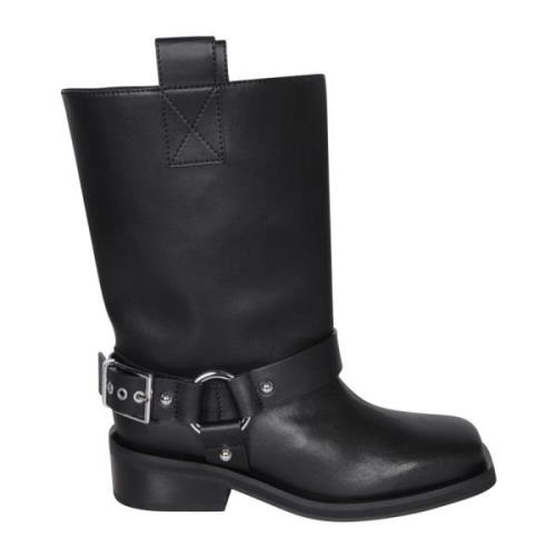 Ganni Svarta Ankelboots Stiliga Black, Dam