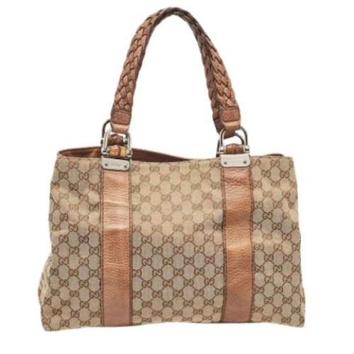 Gucci Vintage Pre-owned Canvas totevskor Beige, Dam