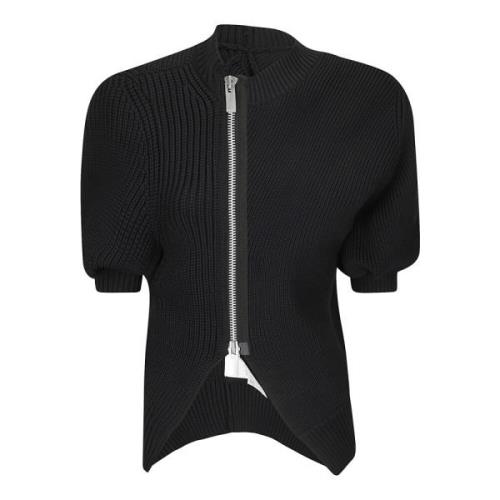 Sacai Stickad Blouson Sweater Black, Dam