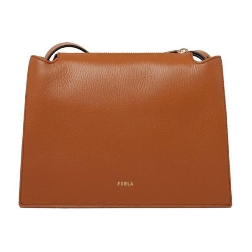 Furla Pebbled Leather Crossbody Bag Brown, Dam