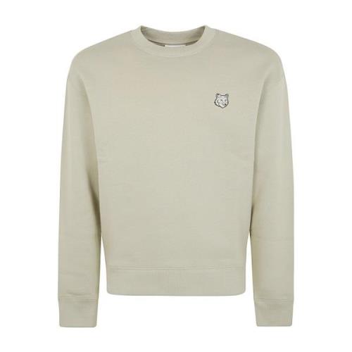 Maison Kitsuné Räv Huvud Patch Komfort Sweatshirt Beige, Herr