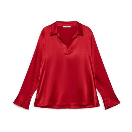 Maliparmi Elegant Silk Satin Shirt Red, Dam