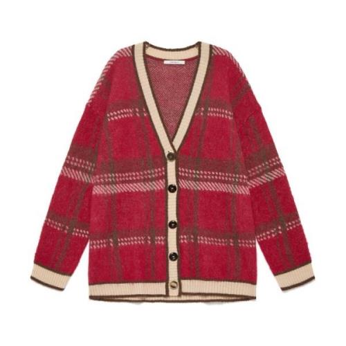 Maliparmi Rutig Cardigan Sweater Red, Dam