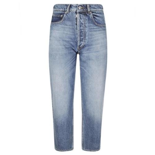 JW Anderson Kort Straight Leg Jeans med Fickor Blue, Dam