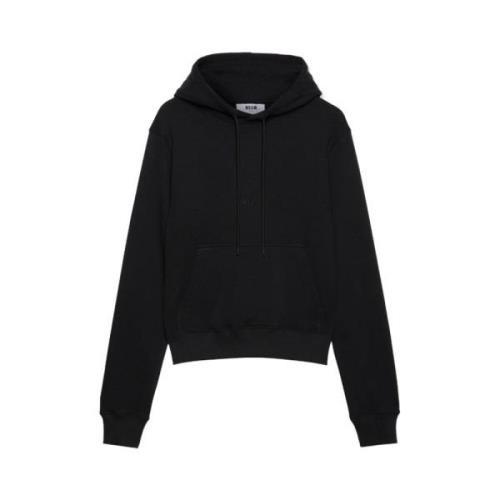 Msgm Svart huvtröja med tonal logo Black, Herr