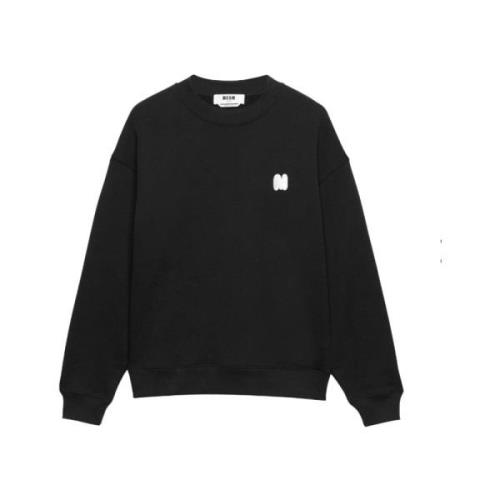 Msgm Svart Bomull Logo Tröja Black, Herr