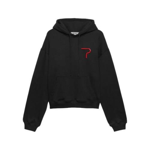 Msgm Svart Hoodie Sweater Oversize Logo Black, Herr