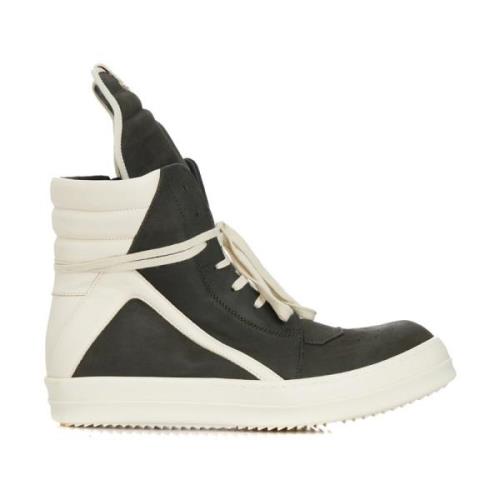 Rick Owens Läder High-Top Sneakers Green, Herr