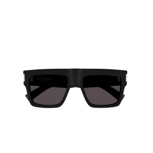 Saint Laurent Fyrkantiga Acetat Solglasögon i Svart Black, Unisex