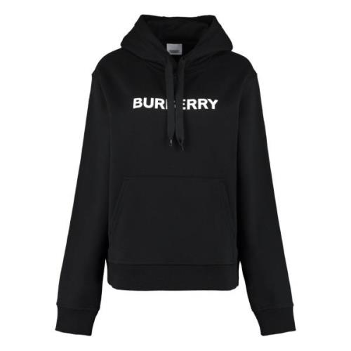 Burberry Ribbade kanter Tryckt huvtröja Black, Dam