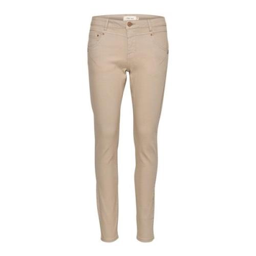 Cream Twill Jeans - Shape F Feather Gray Beige, Dam