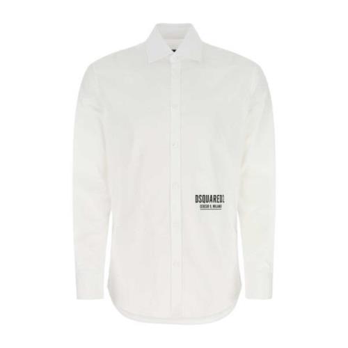 Dsquared2 Vit Poplin Skjorta Klassisk Stil White, Herr