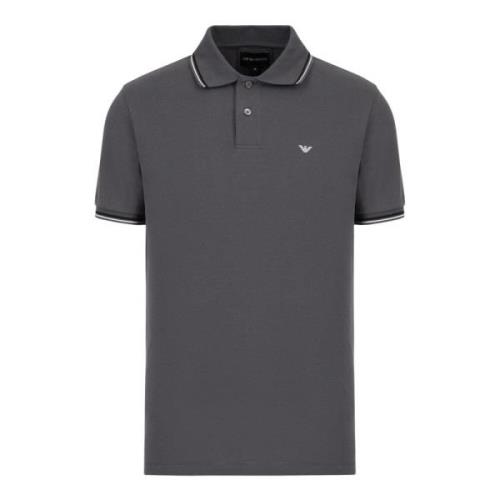 Emporio Armani Elastisk Piqué Polo med Örn - Mörkgrå Gray, Herr