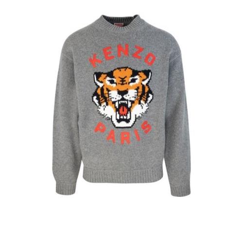 Kenzo Broderad Lucky Tiger Tröja Gray, Herr