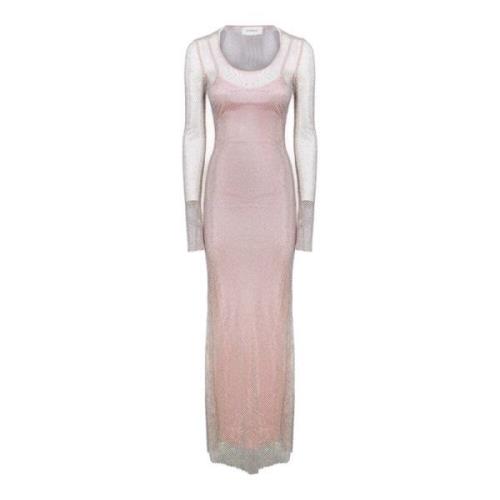 Max Mara Rhinestone Fitted Dress Pink, Dam