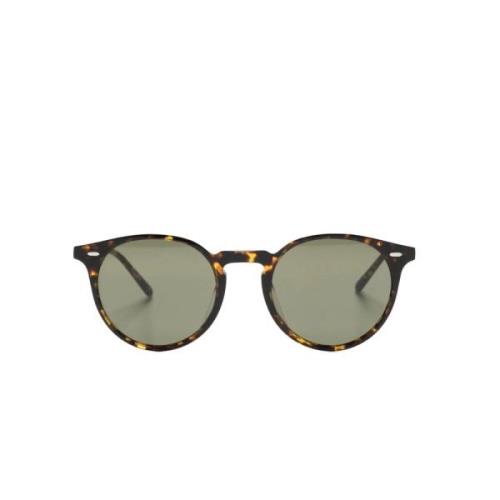 Oliver Peoples N.02 Oval Solglasögon Tortoise Grön Brown, Unisex