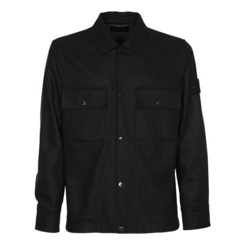 Stone Island Blå Overshirt med Knappar Blue, Herr