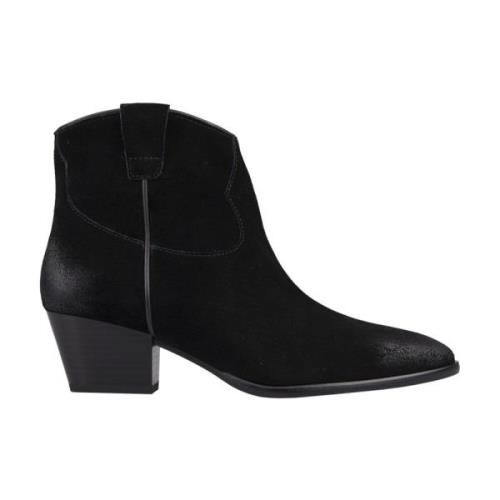 ASH Svarta Mocka Ankelboots med 5cm Klack Black, Dam