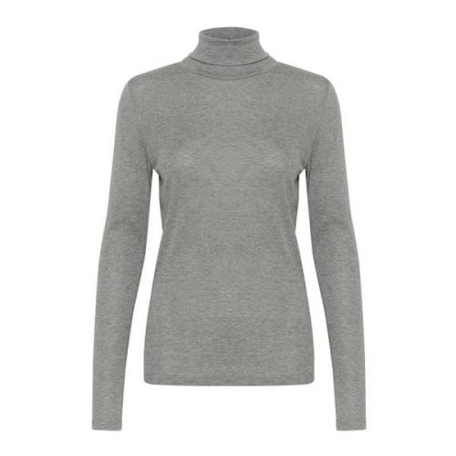 Soaked in Luxury Rollneck Top Grå Melange Långärmad Gray, Dam