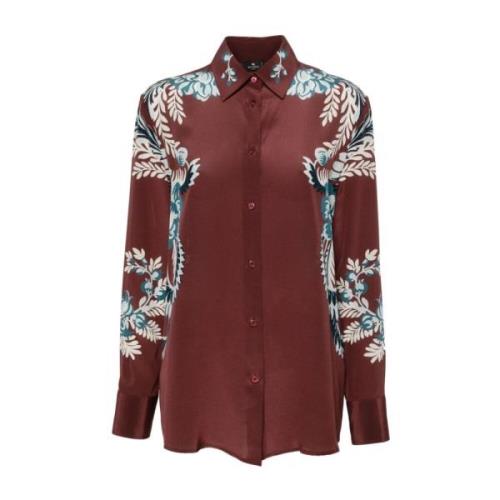 Etro Röd Blommig Silkeskjorta Red, Dam