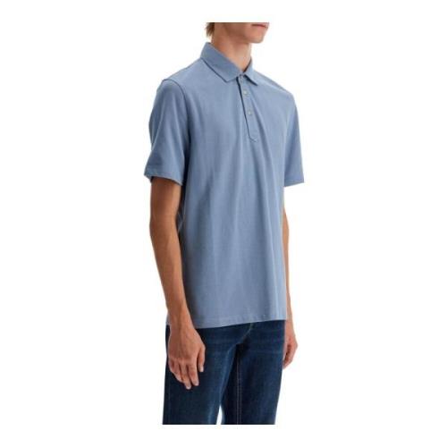 Brunello Cucinelli Klassisk Pique Polo Skjorta Blue, Herr