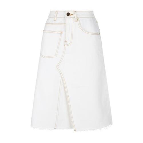 Tory Burch Vit Denim A-Linje Kjol White, Dam