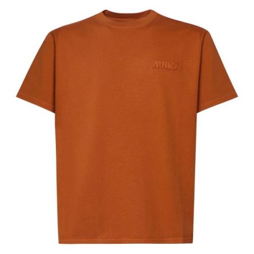 Autry Rost Bomull T-shirt med Rund Hals Orange, Herr