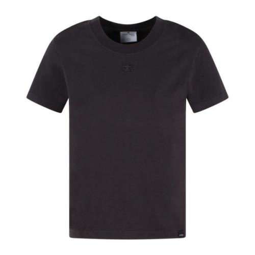 Courrèges Vintage Cotton Jersey T-Shirt Fw23 Black, Dam