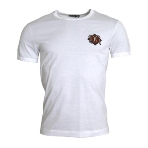 Dolce & Gabbana Vit Logo Broderad Bomull T-shirt White, Herr