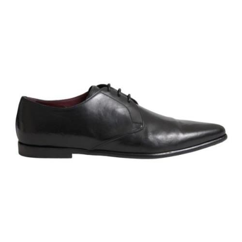 Dolce & Gabbana Svarta Läder Derby Skor Black, Herr