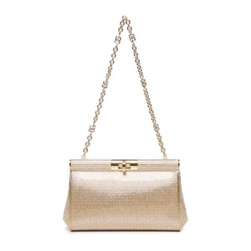 Dolce & Gabbana Elegant Axelväska med Kedja och Sköldpaddslås Beige, D...