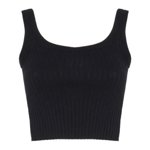 Sportmax Svart Papilla Top Rund Krage Black, Dam