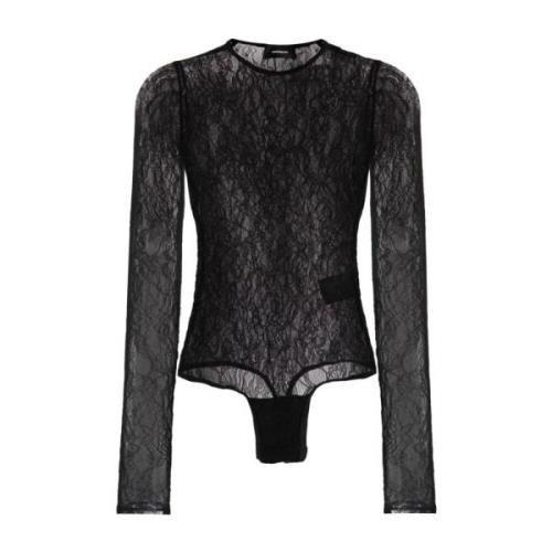 Wardrobe.nyc Svart Spets Bodysuit Black, Dam