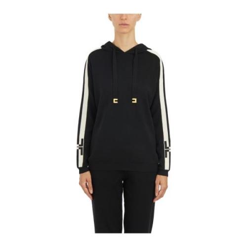 Elisabetta Franchi Viskos Hoodie Black, Dam