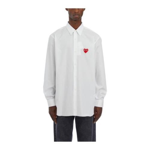 Comme des Garçons Play Bomull Logo Skjorta White, Herr