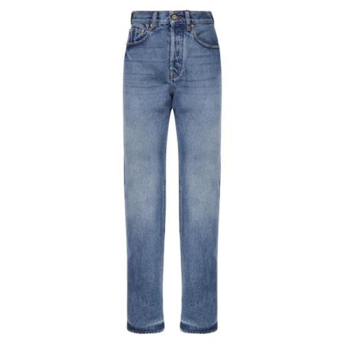 Jacquemus Hög Midja Straight Leg Denim Jeans Blue, Dam