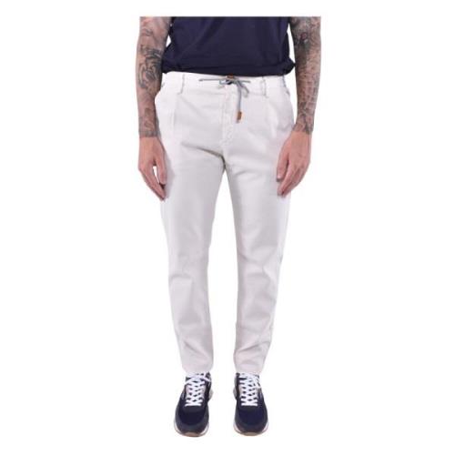 Eleventy Stretch bomull jogger byxor White, Herr