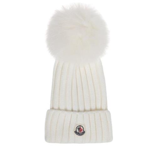 Moncler Pompom Beanie White, Dam