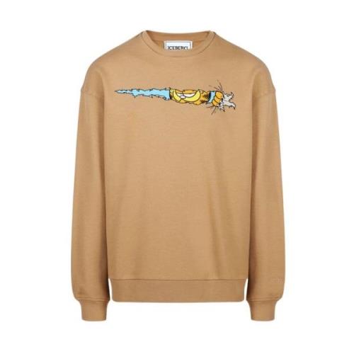 Iceberg Garfield Print Crewneck Sweatshirt Brown, Herr