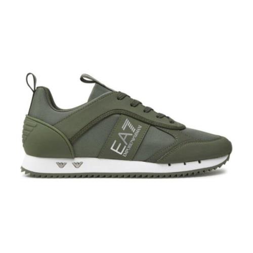 Emporio Armani EA7 Gröna textil- och PU-läder sneakers Green, Herr