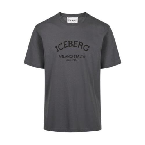 Iceberg Logo Print Bomull T-shirt Gray, Herr