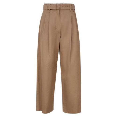 Max Mara Kamel Bomull Högmidjade Byxor Brown, Dam